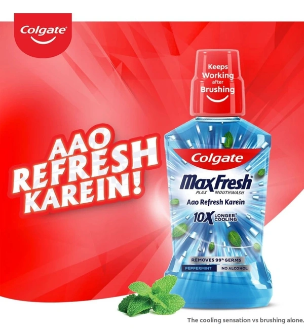 Colgate MaxFresh Plax Antibacterial Mouthwash - Peppermint Fresh (250 ml)