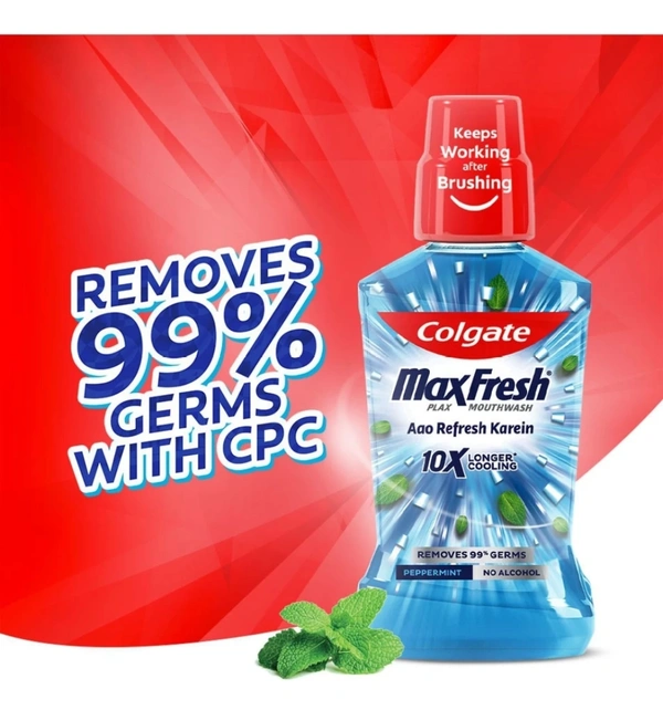 Colgate MaxFresh Plax Antibacterial Mouthwash - Peppermint Fresh (250 ml)