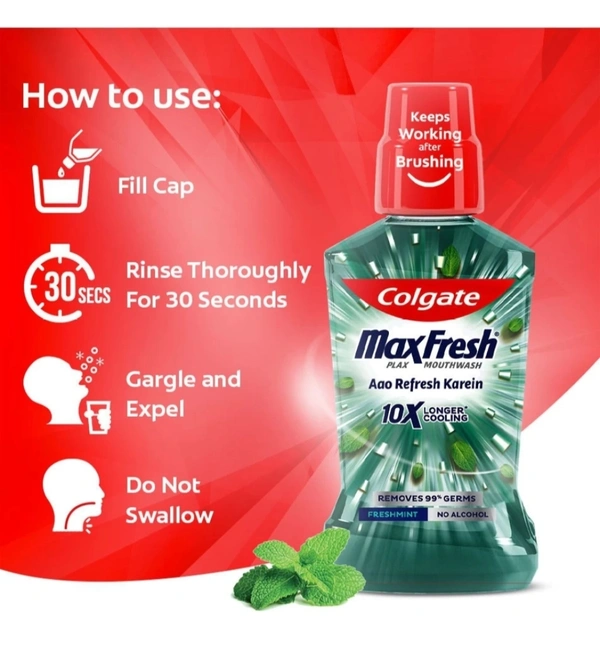 Colgate MaxFresh Plax Antibacterial Mouthwash -Fresh Mint (250 ml)