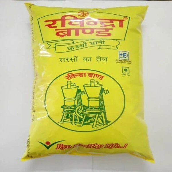 Ravindra Mustard Oil | TEL {POUCH} - 1 Litre, 3 Pc