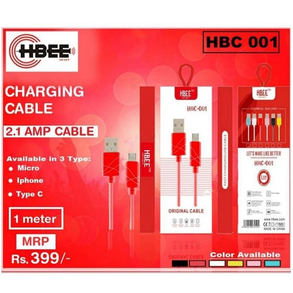 HBEE HBC 001 A (Micro) 2.4 Amp (Fast Charging Cable)