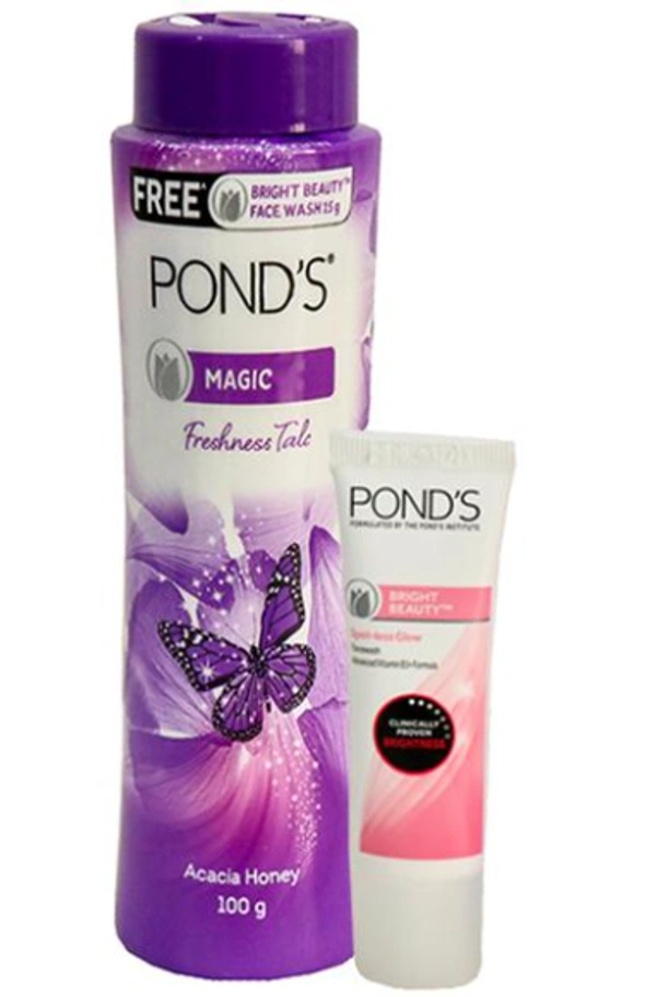 Ponds Magic Acacia Honey Talc (Free Ponds Bright Beauty Face Wash 15 g) 100 g