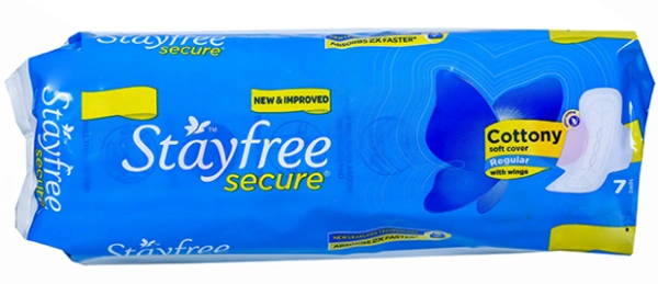 Stayfree Secure Cottony Soft Regular with Wings Sanitary Pads Pack Of 7 - Regular