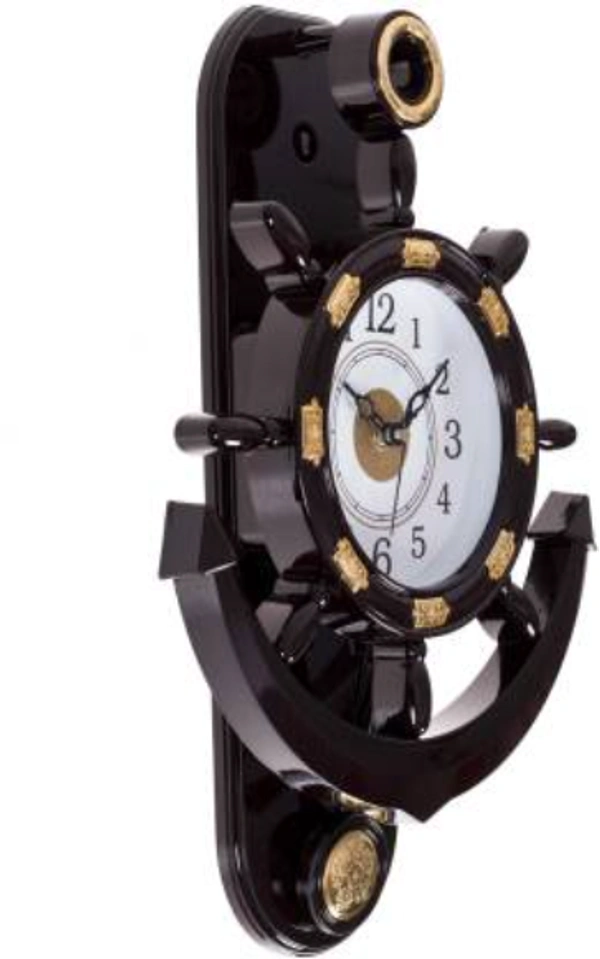 Analog Wall Clock  (Brown, With Glass) - 35 cm X 25 cm, Brown