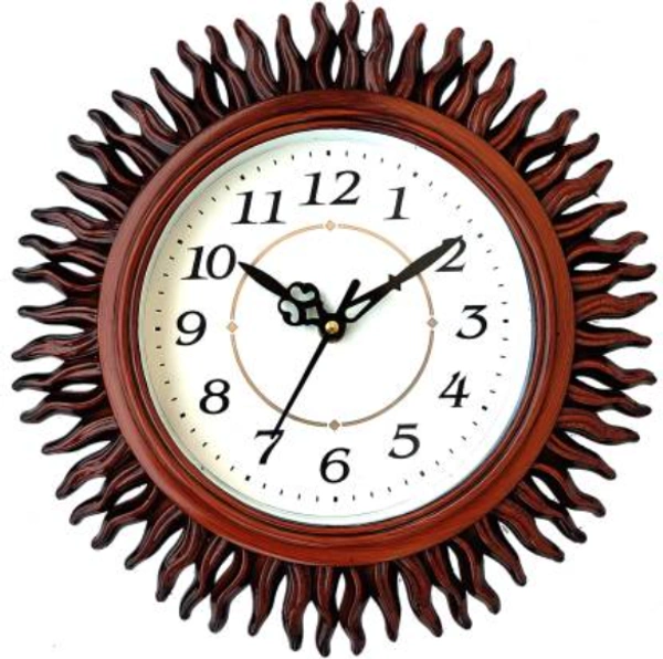 Analog Wall Clock With Glass - 25 cm X 25 cm, Red, Brown