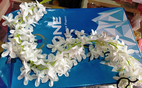 Long Gajra for Hair White Jasmine Floral Braid - White