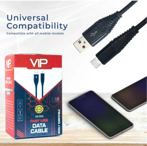 VIP VD-555 Single Pin Type C Data / Charging Cable 1 m