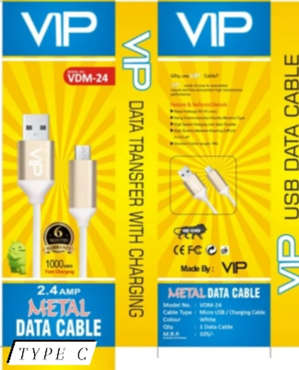 VIP VDM-24 Single Pin Micro USB Data / Charging Cable 1 m