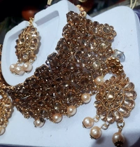 Dream Shades Antique stone necklace set - gold, Free Size