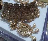 Dream Shades Antique stone necklace set - gold, Free Size