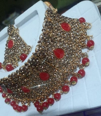 Dream Shades Antique Stone necklace set - Free Size, Red