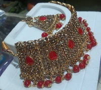 Dream Shades Antique Stone necklace set - Free Size, Red