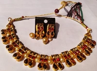 D S Antique Choker Necklace Set - Gold, Free