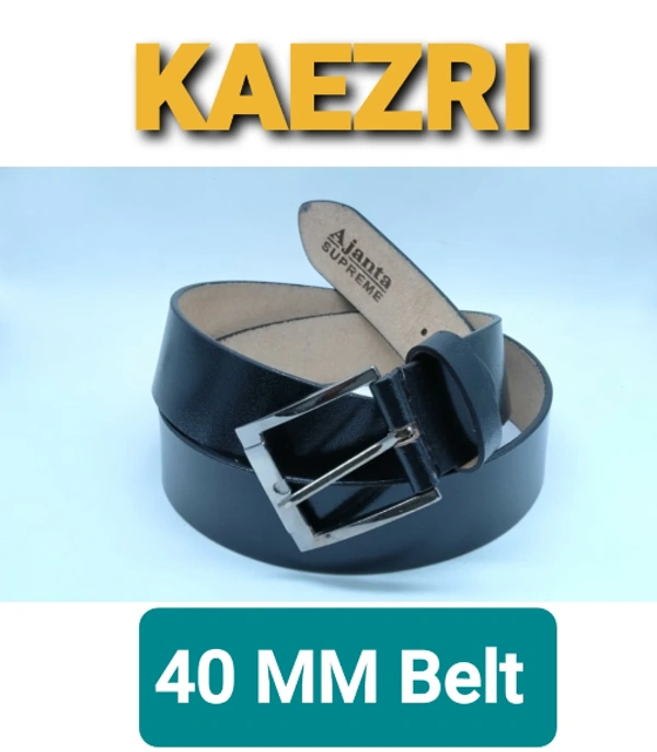Ajanta/Kaezri Genuine Leather Formal Belt for Men, Lekar 40mm - Black,  S, M, L, XL, 2XL