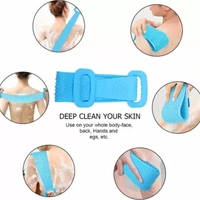 SILICONE BODY BACK SCRUBBER, DOUBLE SIDE BATHING BRUSH FOR SKIN DEEP CLEANING MASSAGE - Blue
