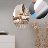OVAL FRAME LESS MIRROR WALL STICKER FOR DRESSING - White