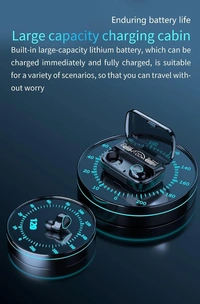 M10 TWS Bluetooth 5.3 Earphone Charging boxwireless Earbuds Stereo Sports Waterproof with Microphone True Wireless Bluetooth Headset (Black) - Black