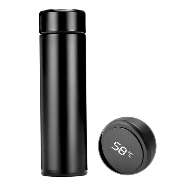 SMART VACUUM INSULATED WATER BOTTLE WITH LED TEMPERATURE DISPLAY  - Black