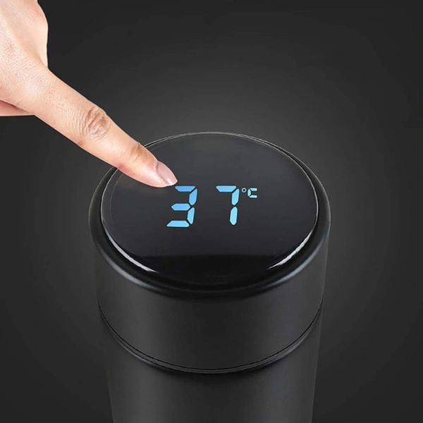 SMART VACUUM INSULATED WATER BOTTLE WITH LED TEMPERATURE DISPLAY  - Black