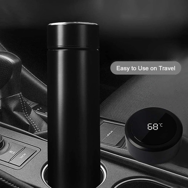 SMART VACUUM INSULATED WATER BOTTLE WITH LED TEMPERATURE DISPLAY  - Black