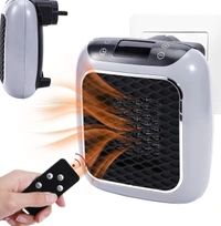 Portable Wall plug In Room Heater with Remote | Small Handy Electric Room Heater | Portable Electric Wall space Heater With Adjustable Thermostat and Timer Low Consumption 800w, Heater for Home - Gray