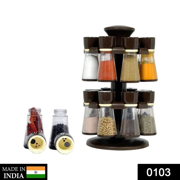 0103 Revolving Plastic Spice Rack  (16 Pcs)