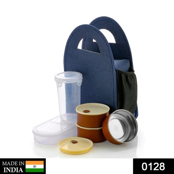 0128 Steel Lunch Box Set (5 pcs, Black)