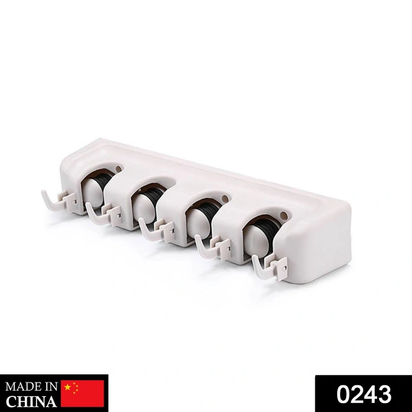 0243 4-Layer Mop and Broom Holder, Garden Tool Organizer, Multipurpose Wall Mounted