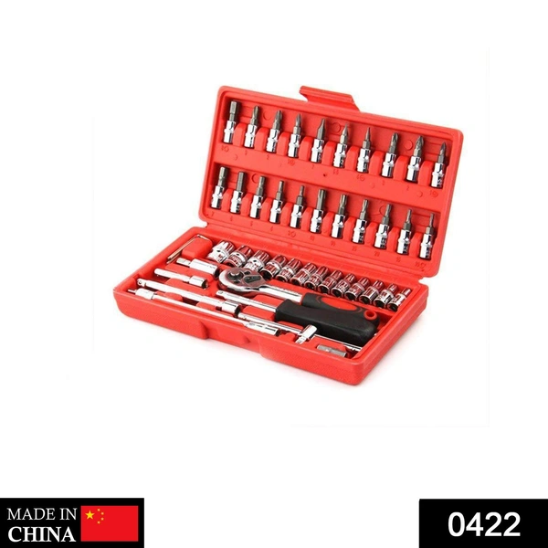 0422 Socket 1/4 Inch Combination Repair Tool Kit (Red, 46 pcs)