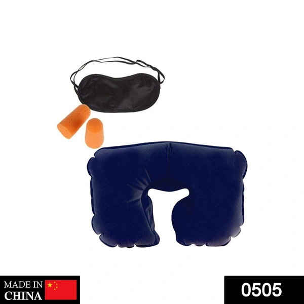 0505 -3-in-1 Air Travel Kit with Pillow, Ear Buds & Eye Mask