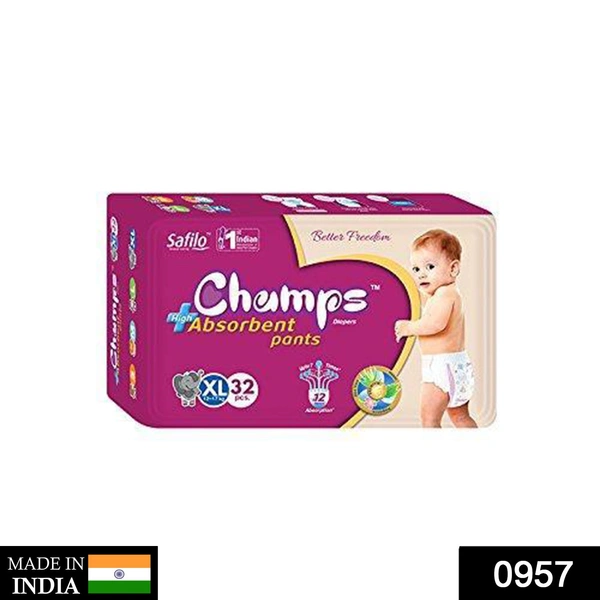 0957 Premium Champs High Absorbent Pant Style Diaper Extra Large(XL) Size, 46 Pieces (957_XLarge_46)
