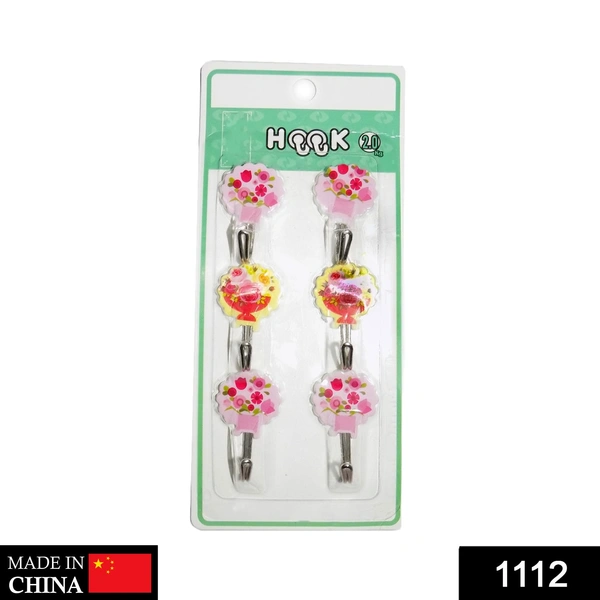 1112 Multipurpose Self Adhesive Plastic Wall Hooks - 6 pcs