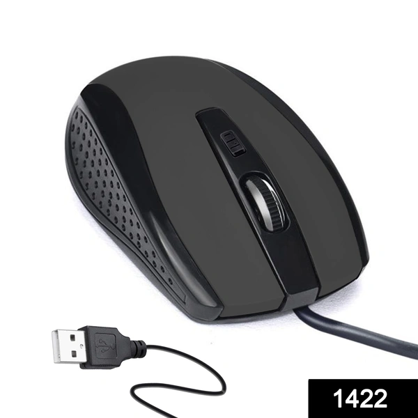 1422 Wired Mouse for Laptop and Desktop Computer PC With Faster Response Time (Black)