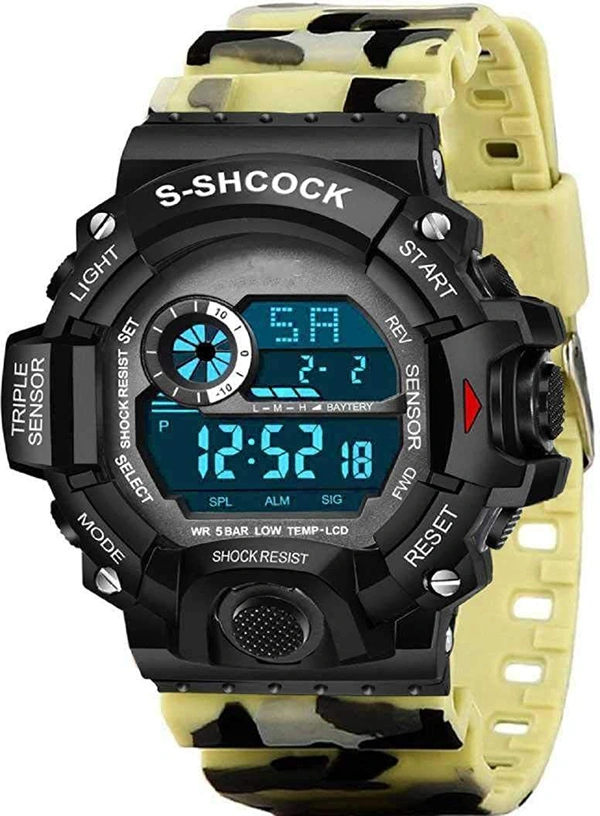 MVS Multi-Functional Digital Sports Watch for Boys & Men with Alarm | Day N Date | Stop Watch | LED Backlight | Shock Resistant |