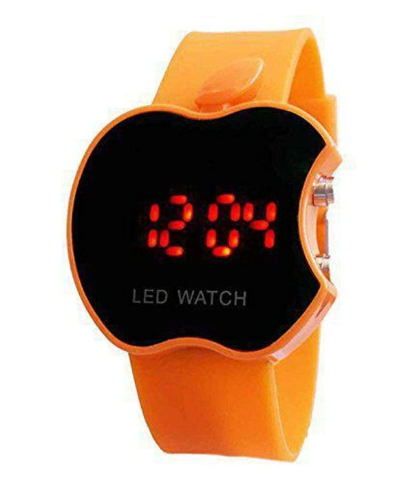 MVS Trendy Unisex Black Rubber Digital Watch- Apple Shape