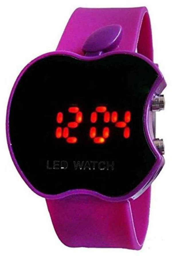 MVS Trendy Unisex Black Rubber Digital Watch- Apple Shape