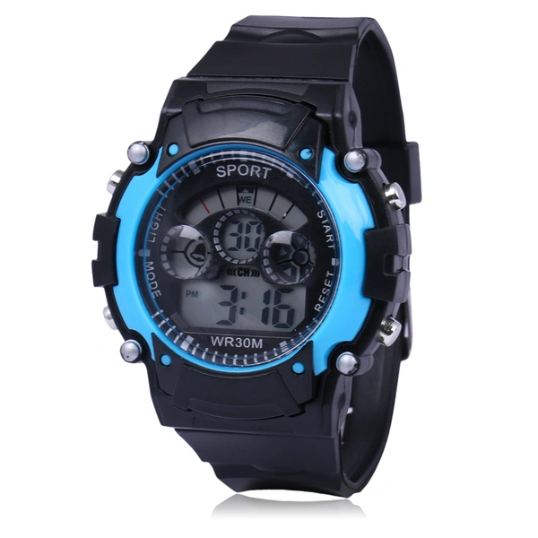 MVS Digital Sports Watch with 7 Lights, 12/24 Hrs Format, Back Light, Day & Date for Boys/Girls