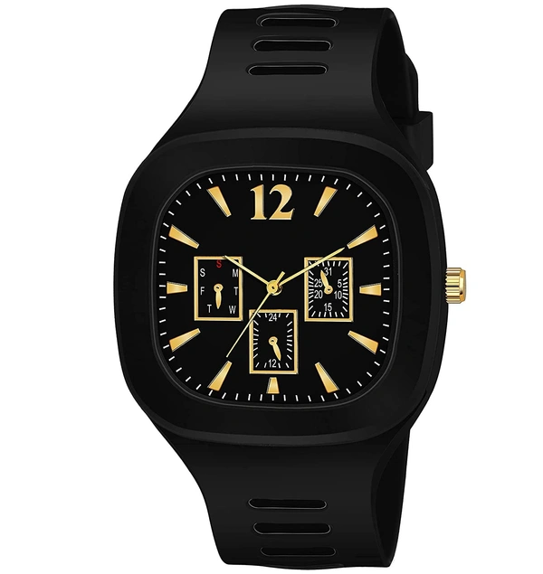 MVS Square Multi Dial  Analog Silicon Strap Stylish Designer Analog Watch - for Boys