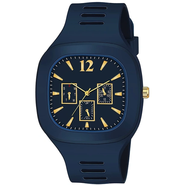 MVS Square Multi Dial Analog Silicon Strap Stylish Designer Analog Watch - for Boys