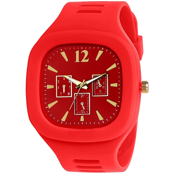  MVS Square Multi Dial Analog Silicon Strap Stylish Designer Analog Watch - for Boys