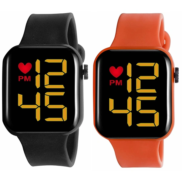 MVS LED Square Digital Watch for Girls/Boys Combo Of ( 2 Pack )