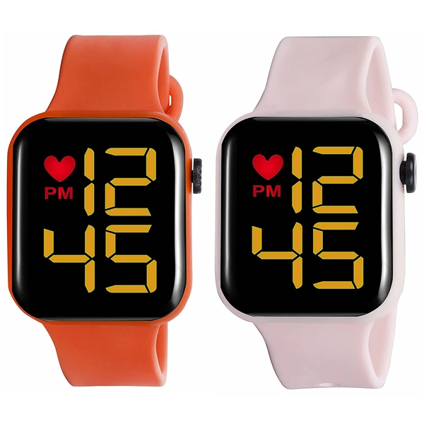 MVS LED Square Digital Watch for Girls/Boys Combo Of ( 2 Pack )