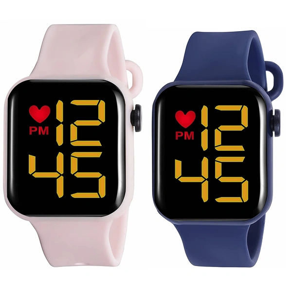 MVS LED Square Digital Watch for Girls/Boys Combo Of ( 2 Pack )