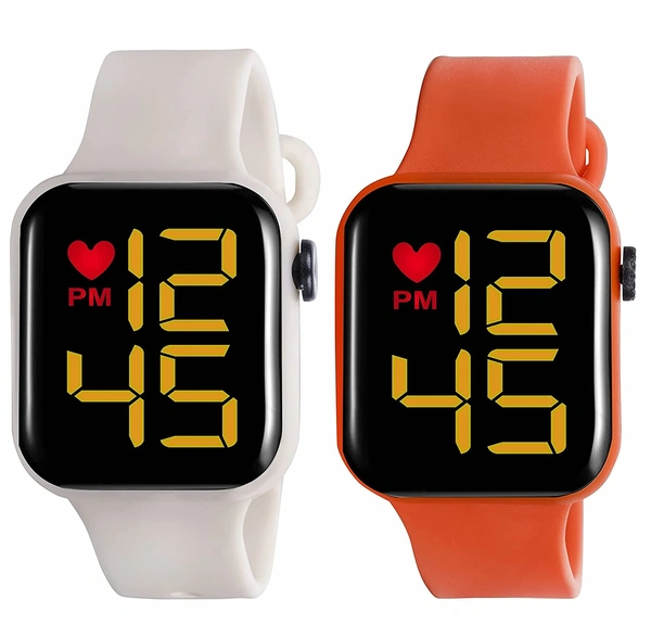 MVS LED Square Digital Watch for Girls/Boys Combo Of ( 2 Pack )