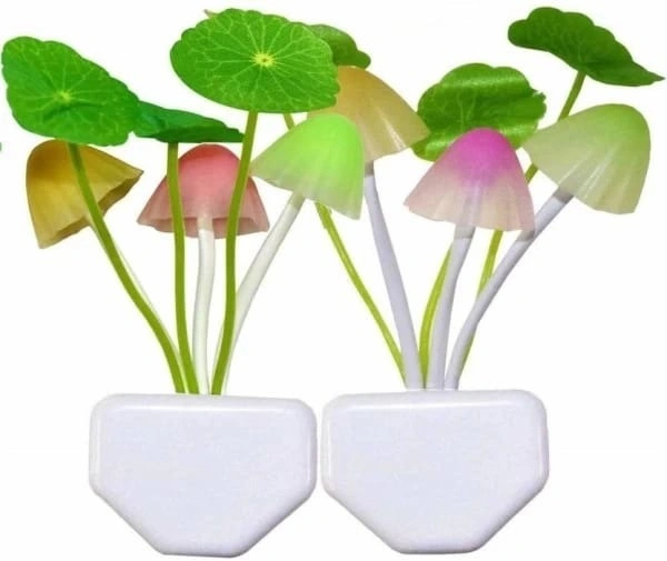 MVS Auto Dimmer Color Change Mushroom Flowers Night Lamp (Pack of 2)
