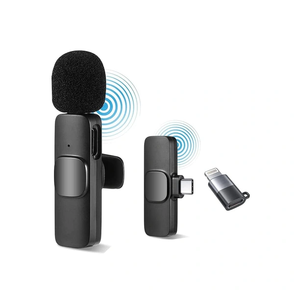 MVS Wireless Microphone Clip Mic, Digital Lapel Clip-on Collar Microphone Compatible with All Android & iOS Devices.