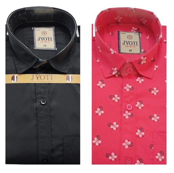 Men's Cotton Blend | Regular Fit | Plain & Printed   | Formal Shirt | (Pack of 2 )