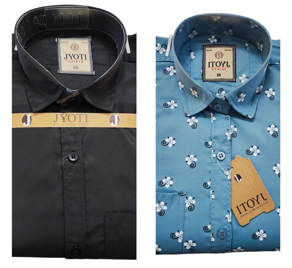 Men's Cotton Blend | Regular Fit | Plain & Printed   | Formal Shirt | (Pack of 2 )