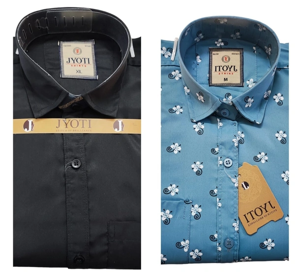 Men's Cotton Blend | Regular Fit | Plain & Printed   | Formal Shirt | (Pack of 2 )