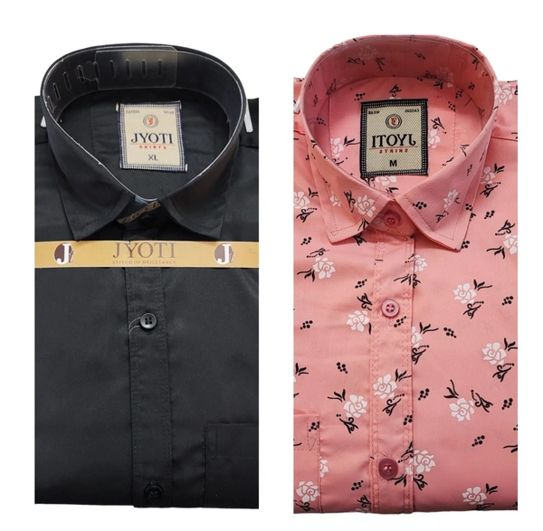 Men's Cotton Blend | Regular Fit | Plain & Printed   | Formal Shirt | (Pack of 2 )